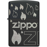 Zippo Lighter - Flame Matte Black Metal Construction Refillable Windproof | 48908 ,