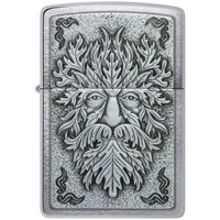 Zippo Lighter - Greenman Design Brushed Chrome Metal Refillable Windproof | 48906 ,