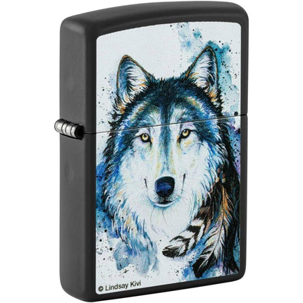 Zippo Lighter - Lindsay Kivi Wolf Metal Construction Refillable Windproof | 48936 ,