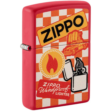 Zippo Lighter - Matte Red Retro Metal Construction Refillable and Windproof | 48998 ,