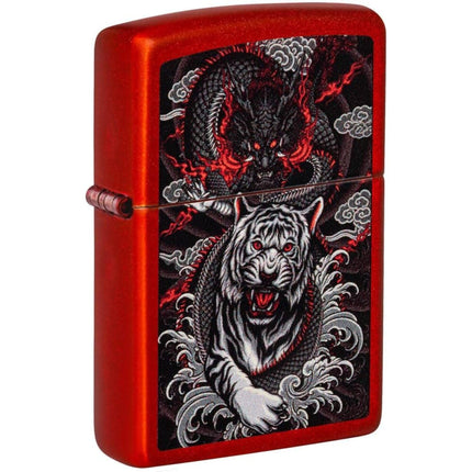 Zippo Lighter - Mythical Dragon Tiger Design Metal Refillable and Windproof | 48933 ,
