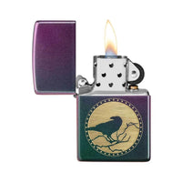 Zippo Lighter - Raven Design Iridescent Metal Body | 49186 ,