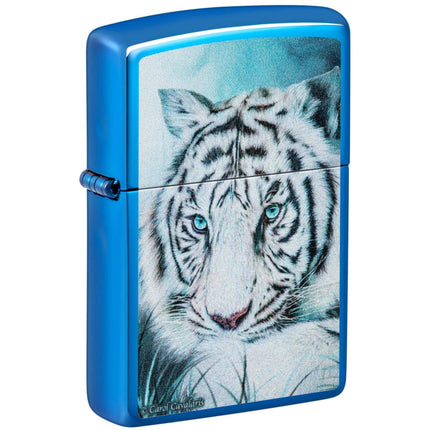 Zippo Lighter - White Tiger Design Metal Construction Refillable and Windproof | 48951 ,