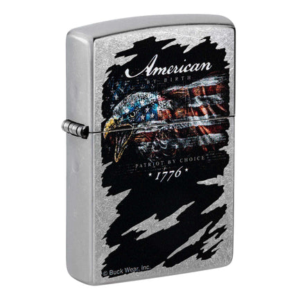 Zippo Pocket Lighter - Buck Wear Eagle Dotted Design Chrome Metal Windproof | 48633 ,