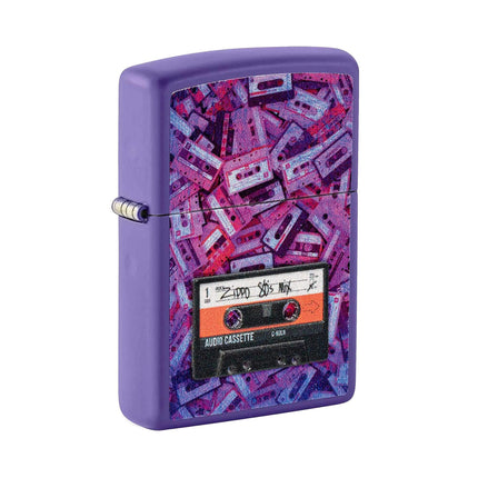Zippo Pocket Lighter - Cassette Tape Design Purple Genuine Windproof Metal | 48521 ,