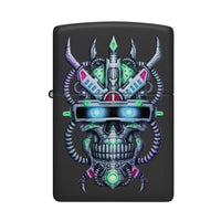 Zippo Pocket Lighter - Cyber Skull Design Black Windproof Metal Construction | 48516 ,