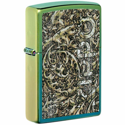 Zippo Pocket Lighter - Distressed Filigree Design High Polish Teal Metal | 49416 ,