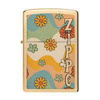 Zippo Pocket Lighter - Flower Power Design Brass Windproof Metal Construction | 48503 ,