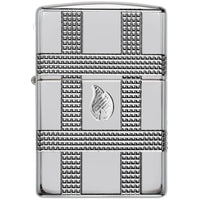 Zippo Pocket Lighter - Geometric Design Metal High Polished Chrome Finish | 49079 ,