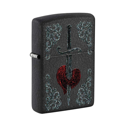 Zippo Pocket Lighter - Heart Dagger Tattoo Design Brass Material Windproof | 48617 ,