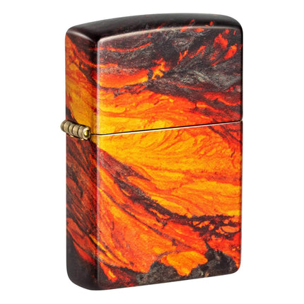 Zippo Pocket Lighter - Lava Flow Design White Matte Metal Windproof | 48622 ,