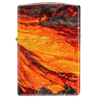Zippo Pocket Lighter - Lava Flow Design White Matte Metal Windproof | 48622 ,