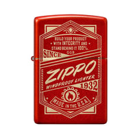 Zippo Pocket Lighter - Metallic Red It Works Design Brass Material Windproof | 48620 ,