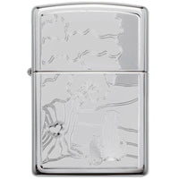 Zippo Pocket Lighter - Pet and Tree Design High Polish Chrome Metal | 49258 ,