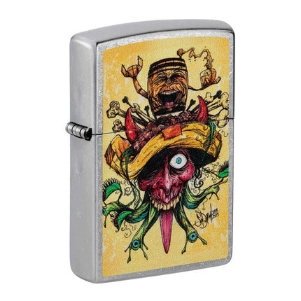 Zippo Pocket Lighter - Sean Dietrich Devil Bull Design Chrome Metal Windproof | 48631 ,