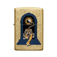 Zippo Pocket Lighter - Tiger Tattoo Design Brass Metal Windproof Refillable | 48613 ,