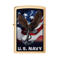 Zippo Pocket Lighter - U.S. Navy Eagle Anchor Flag Genuine Windproof Metal | 48549 ,