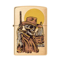 Zippo Pocket Lighter - Wild West Skeleton Design Windproof Metal Construction | 48519 ,
