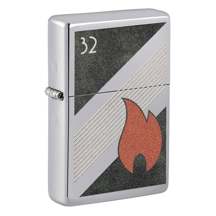 Zippo Pocket Lighter - Zippo 32 Flame Design High Polish Chrome Windproof | 48623 ,