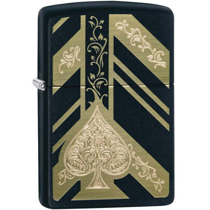 Zippo Windproof Lighter - Ace of Spades Design Black Matte Finish Refillable | 29998 ,