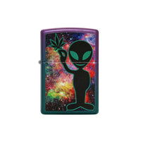 Zippo Windproof Lighter - Alien Design with Marijuana Leaf Iridescent Finish | 49441 ,