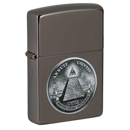 Zippo Windproof Lighter - American Dollar Design Black Ice Finish Pocket | 49395 ,