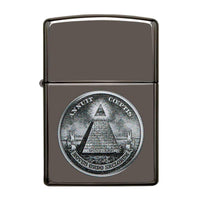 Zippo Windproof Lighter - American Dollar Design Black Ice Finish Pocket | 49395 ,