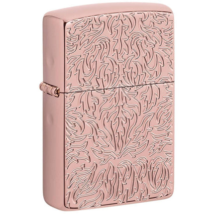 Zippo Windproof Lighter - Armor Carved Design Heavy-Walled Finish Rose Gold | 49703 ,