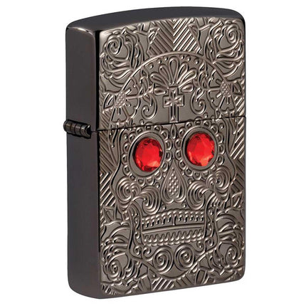 Zippo Windproof Lighter - Armor Crystal Skull Design High Polish Black Ice | 49300 ,