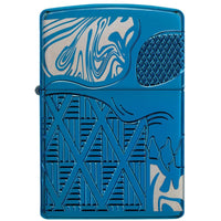 Zippo Windproof Lighter - Armor Diamond Cut Skull Design High Polish Blue | 49705 ,