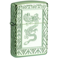 Zippo Windproof Lighter - Armor Elegant Dragon High Polish Green Refillable | 49054 ,