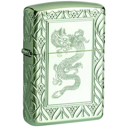 Zippo Windproof Lighter - Armor Elegant Dragon High Polish Green Refillable | 49054 ,