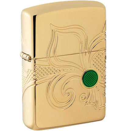 Zippo Windproof Lighter - Armor Fleur De Lis Design High Polish Gold Plated | 49108 ,