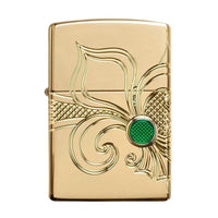 Zippo Windproof Lighter - Armor Fleur De Lis Design High Polish Gold Plated | 49108 ,