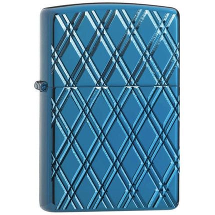 Zippo Windproof Lighter - Armor High Polish Blue Jacquard Diamond Pattern | 29964 ,