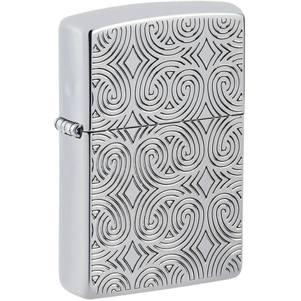 Zippo Windproof Lighter - Armor High Polish Chrome Metal Geometric Design | 48066 ,