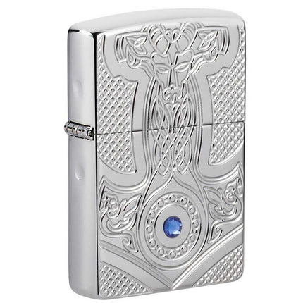 Zippo Windproof Lighter - Armor Medieval Design High Polish Chrome Finish | 49289 ,