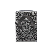 Zippo Windproof Lighter - Armor St. Christopher Design Antique Silver Metal | 49160 ,