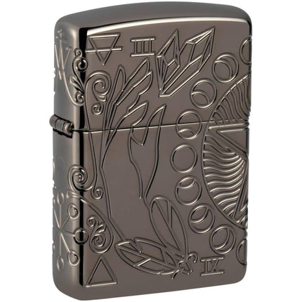 Zippo Windproof Lighter - Armor Wiccan Inspired Elements Black Ice Metal | 49689 ,
