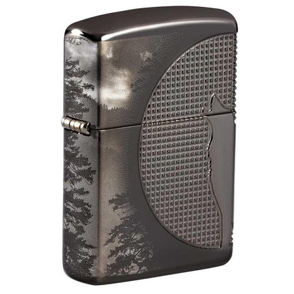 Zippo Windproof Lighter - Armor Wolf Design with MultiCut Process Black Ice | 49353 ,