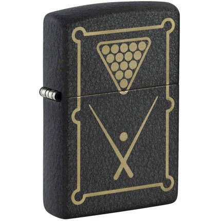 Zippo Windproof Lighter - Billiards Design Classic Black Crackle All-Metal | 48672 ,