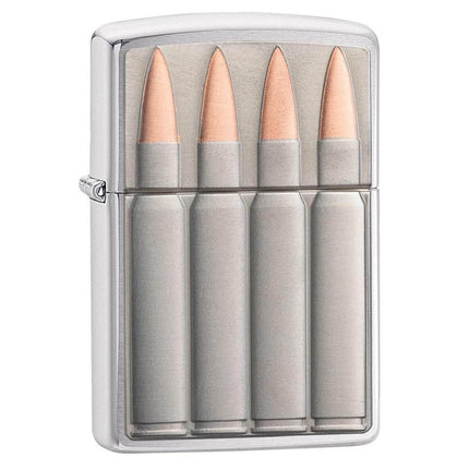 Zippo Windproof Lighter - Bullets Brushed Chrome Real Copper Accents | 29821 ,