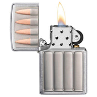 Zippo Windproof Lighter - Bullets Brushed Chrome Real Copper Accents | 29821 ,