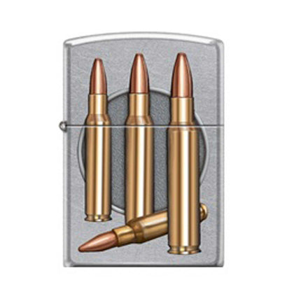 Zippo Windproof Lighter - Bullets Design Satin Chrome Metal Finish | 207-071984 ,