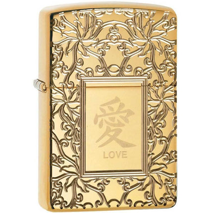 Zippo Windproof Lighter - Chinese Love High Polish Brass Finish Refillable | 49022 ,