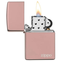 Zippo Windproof Lighter - Classic High Polish Rose Gold Zippo Logo | 49190ZL ,