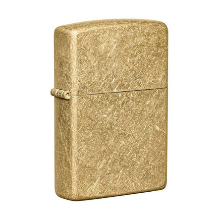 Zippo Windproof Lighter - Classic Texture Tumbled Brass Amber-Colored Finish | 49477 ,