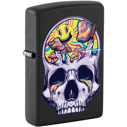 Zippo Windproof Lighter - Color Image Skull Moon Design Black Matte Metal | 48737 ,