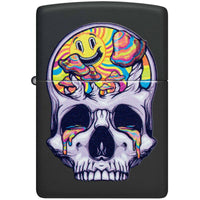 Zippo Windproof Lighter - Color Image Skull Moon Design Black Matte Metal | 48737 ,