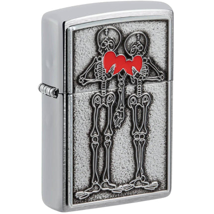 Zippo Windproof Lighter - Couple Love Emblem Design with Bright Red Hearts | 48688 ,